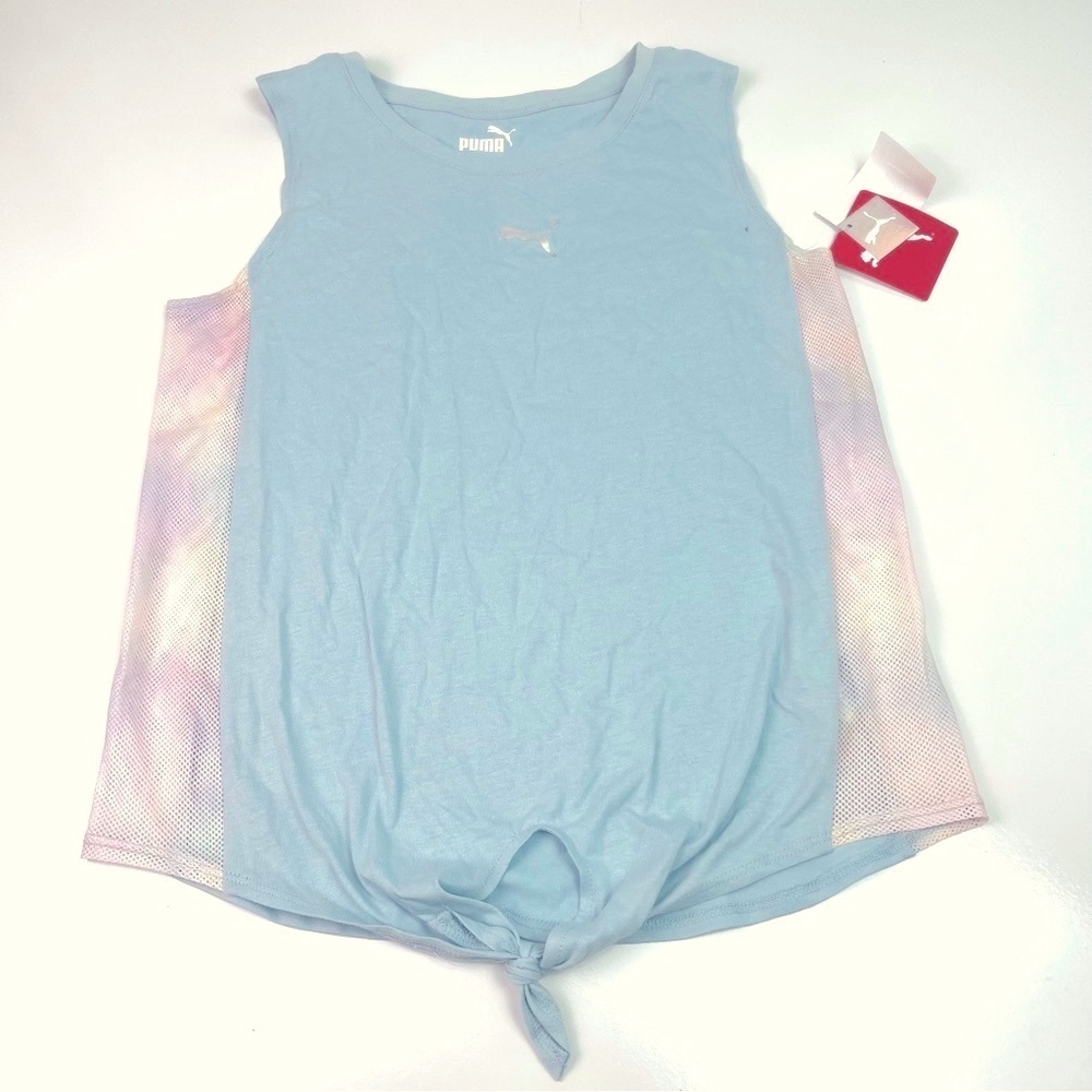 Puma Girls Blue with Mesh sides Tank Top Front Tie Sz XL 16 NWT